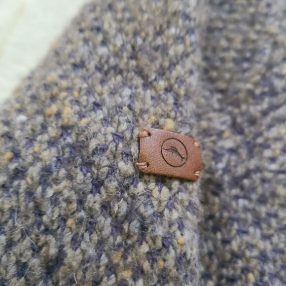 Tommy Bahama Shawl Collar Merino Wool Linen Blend Sweater L Boxy Fit Gray Brown - Picture 4 of 8